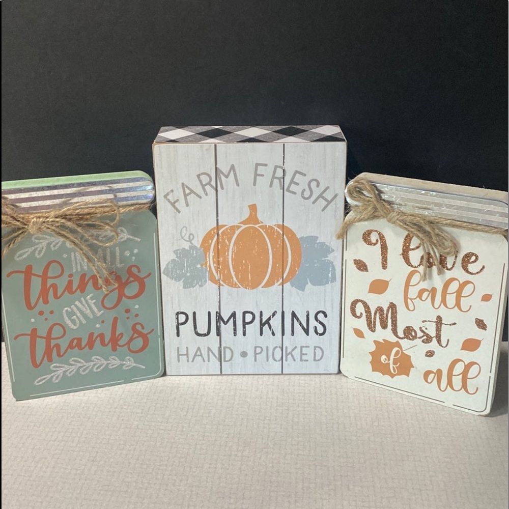 Farmhouse Fall Wooden Decor Mason Jar